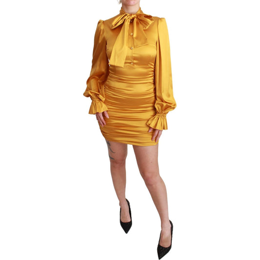 Dolce & Gabbana Yellow Silk Stretch Sheath Bodycon Mini Dress Dolce & Gabbana