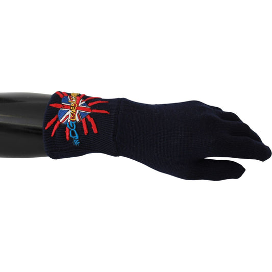 Dolce & Gabbana Blue #DGLovesLondon Embroidered Wool Gloves LB1016BG