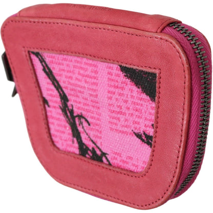 PINKO Pink Suede Printed Coin Holder Women Fabric Zippered Purse PINKO