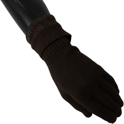 Costume National Brown Wool Knitted One Size Wrist Length Gloves Costume National