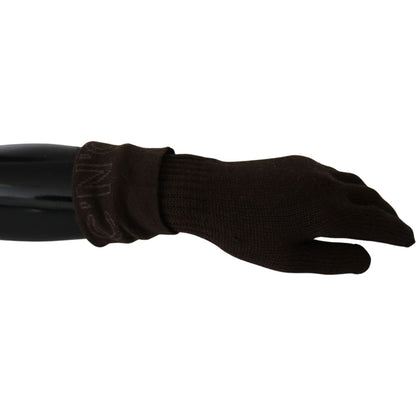 Costume National Brown Wool Knitted One Size Wrist Length Gloves Costume National