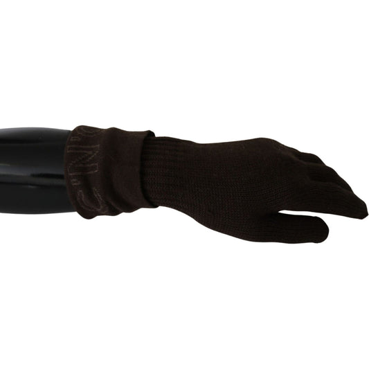 Costume National Brown Wool Knitted One Size Wrist Length Gloves Costume National