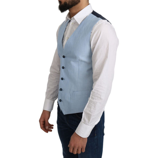 Dolce & Gabbana Blue Viscose Stretch Formal Coat Vest TSH5045-48