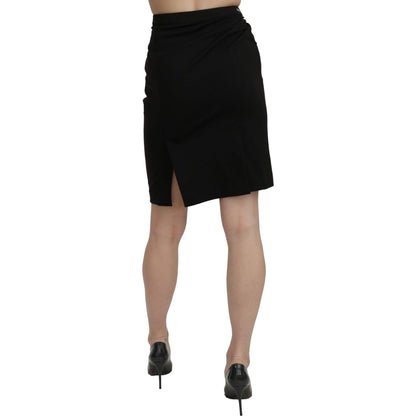 GF Ferre Black High Waist Pencil Cut Knee Length Formal Skirt GF Ferre