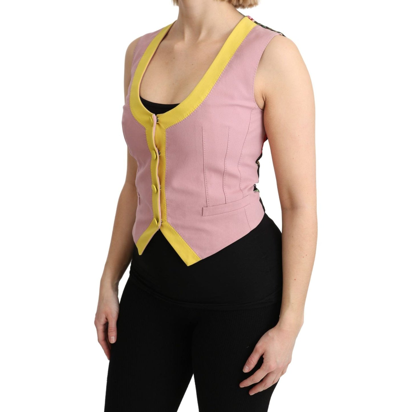 Dolce & Gabbana Pink Sleeveless Waistcoat Vest Cotton Top Dolce & Gabbana