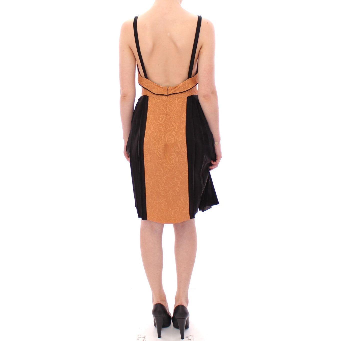 FILOS Black Bronze Silk Sleeveless Above Sheath Dress FILOS