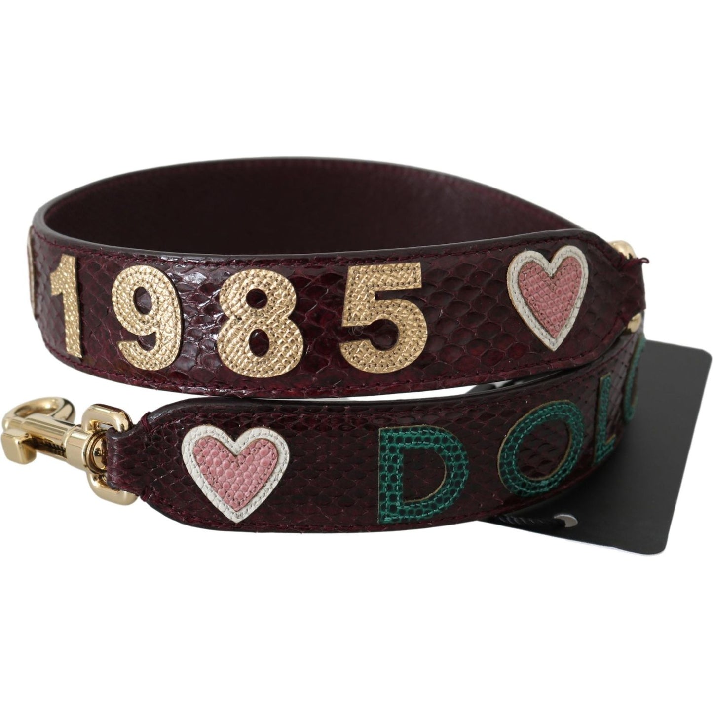 Dolce & Gabbana Bordeaux Exotic Skin Leather Belt Shoulder Strap Dolce & Gabbana