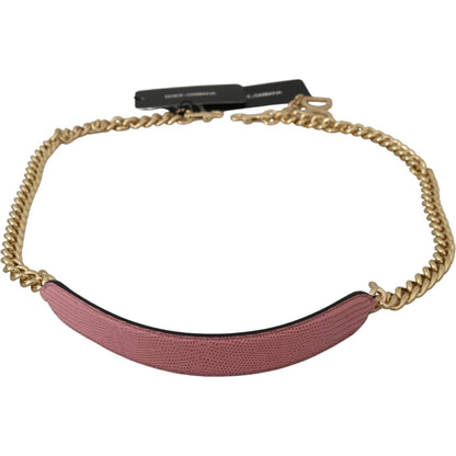 Dolce & Gabbana Pink Leather Gold Chain Accessory Shoulder Strap