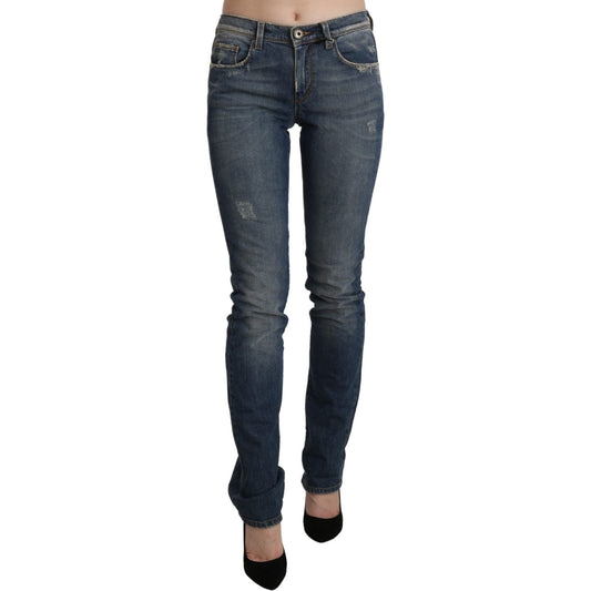 Ermanno Scervino Blue Washed Mid Waist Skinny Denim Jeans PAN71144-26