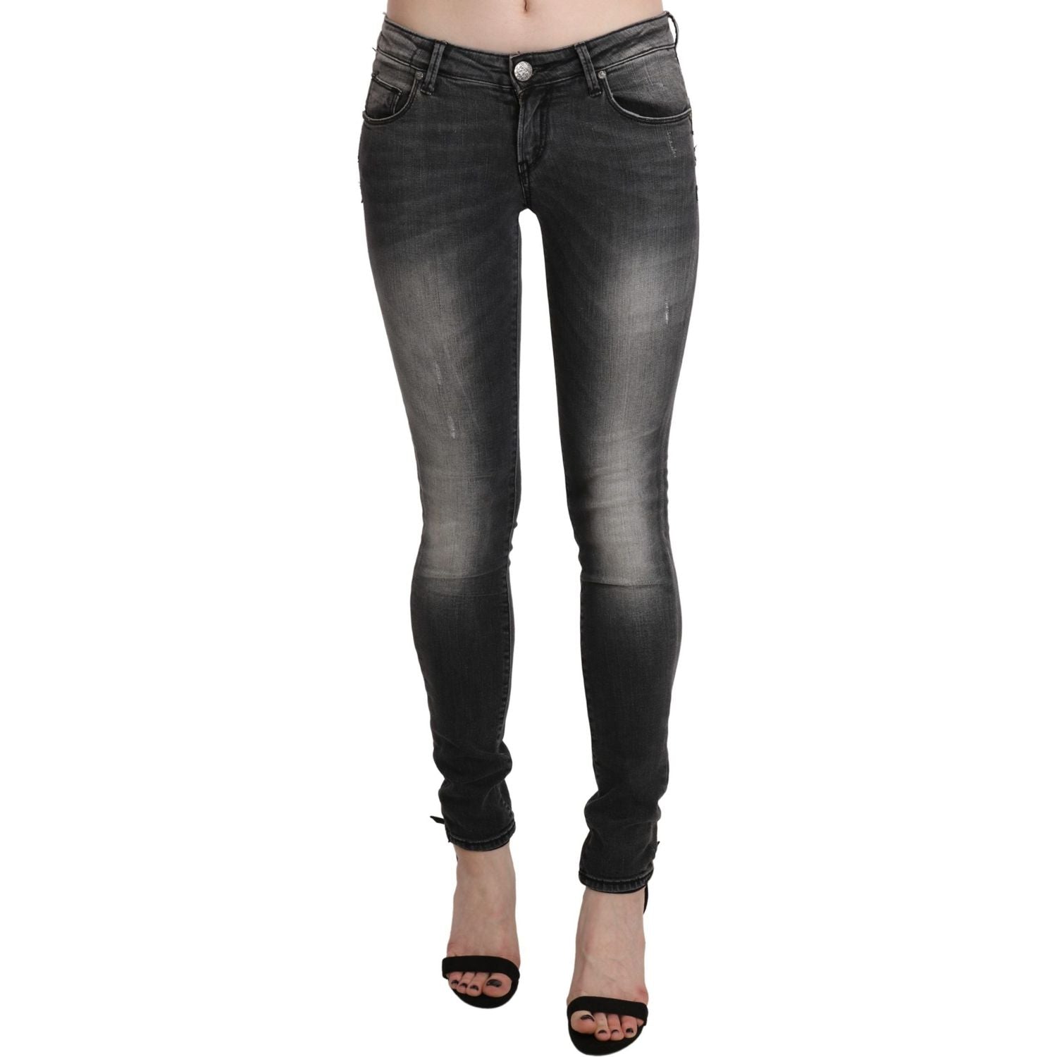 Acht Black Gray Washed Skinny Trouser Cotton Jeans