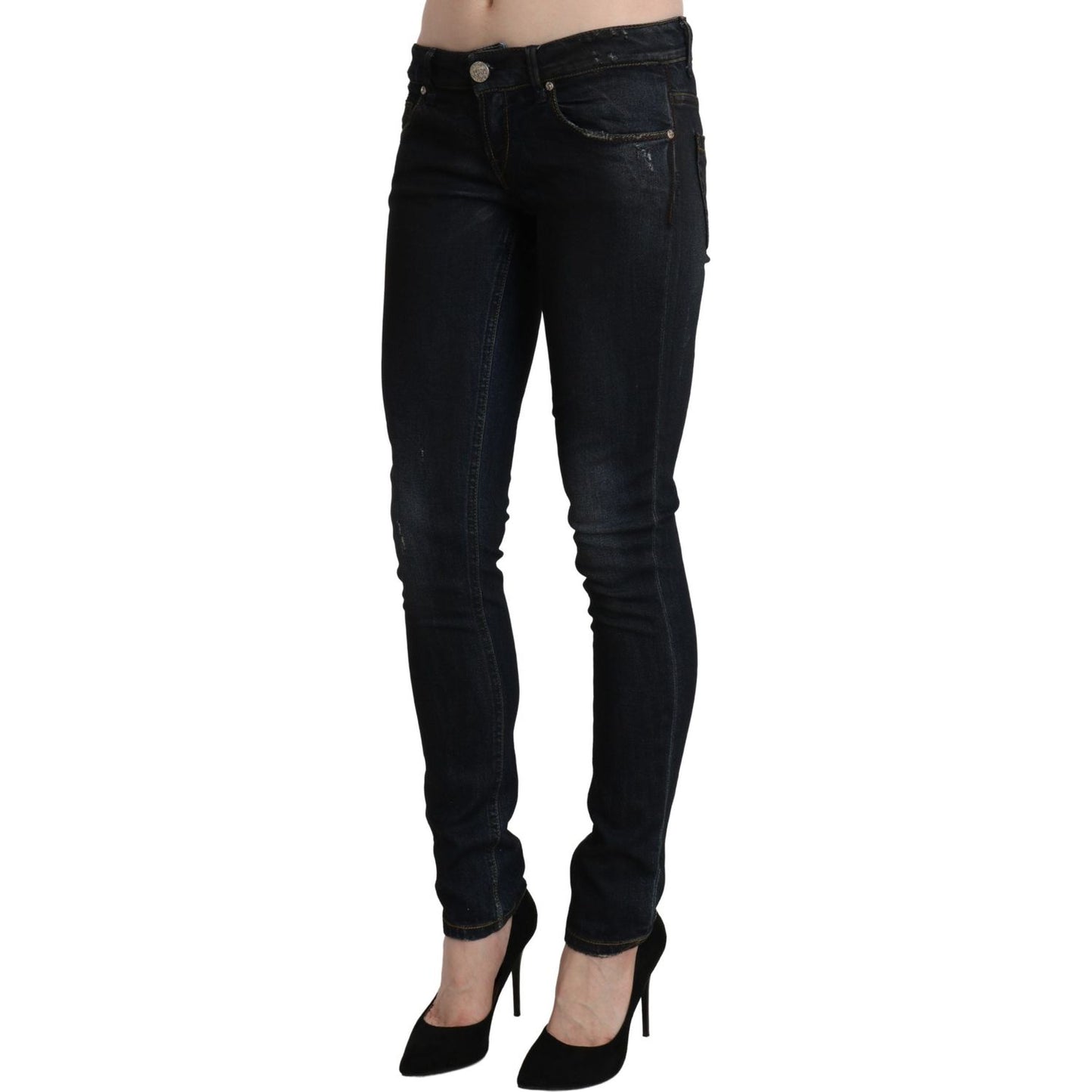 Acht Blue Washed Low Waist Skinny Denim Slim Trouser Acht