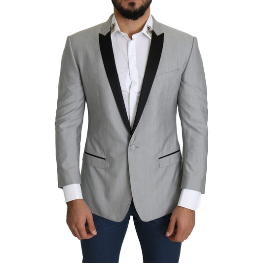 Dolce & Gabbana Light Gray Single Breasted SARTORIA Blazer Dolce & Gabbana
