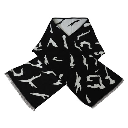 Givenchy Black White Wool Unisex Winter Warm Scarf Wrap Shawl Givenchy