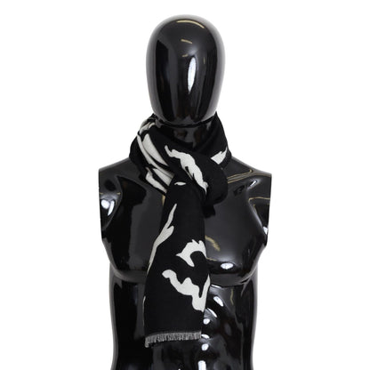 Givenchy Black White Wool Unisex Winter Warm Scarf Wrap Shawl Givenchy