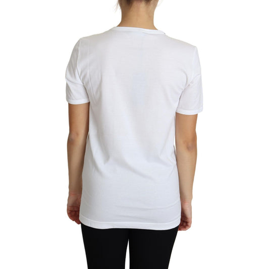 Dolce & Gabbana White San Valentino Heart Crystals T-shirt Top