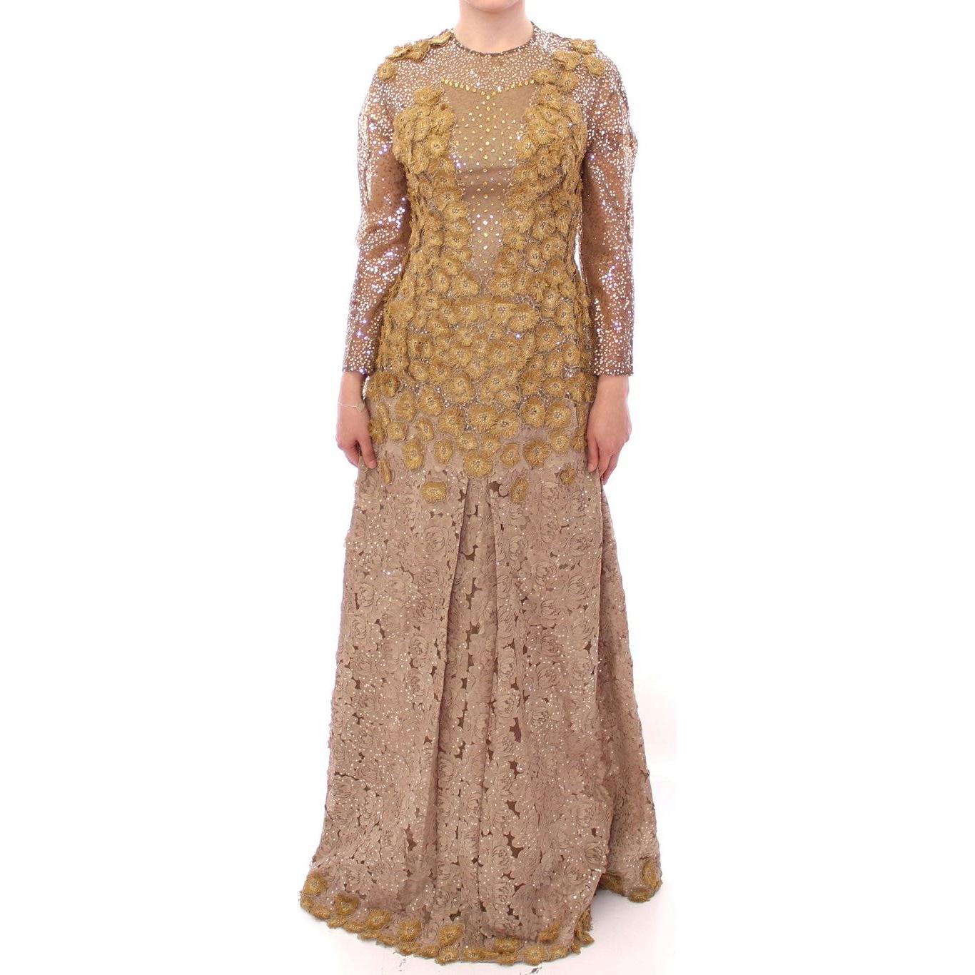 Lanre Da Silva Ajayi GOLD Long Lace Maxi Crystal Dress Lanre Da Silva Ajayi