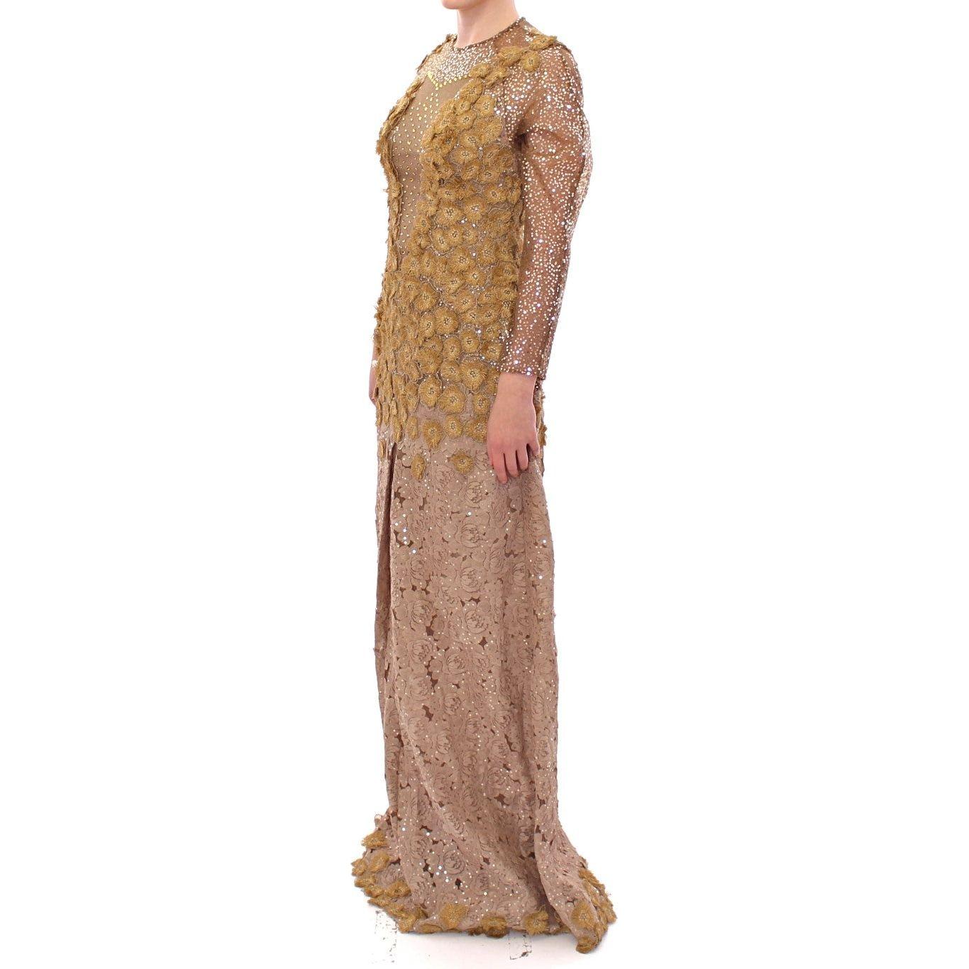 Lanre Da Silva Ajayi GOLD Long Lace Maxi Crystal Dress Lanre Da Silva Ajayi