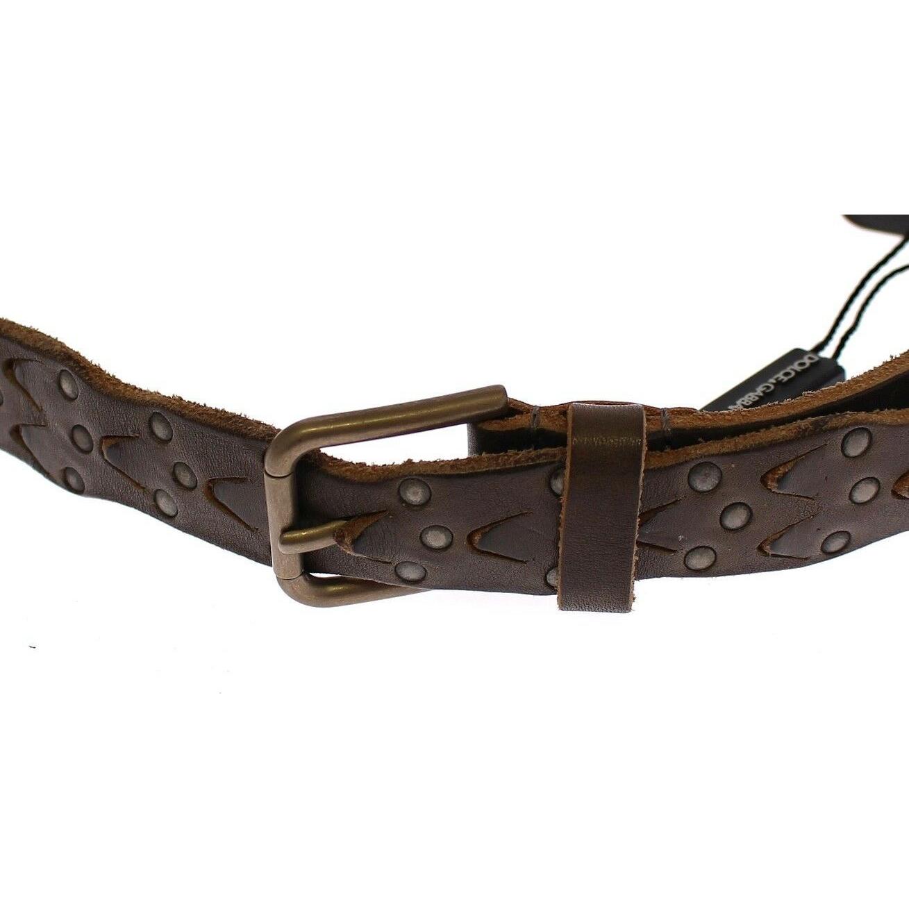 Dolce & Gabbana Brown Leather Logo Cintura Gürtel Belt Dolce & Gabbana