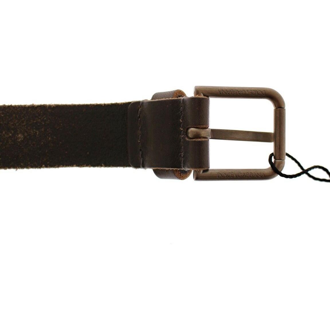 Dolce & Gabbana Brown Leather Logo Cintura Gürtel Belt