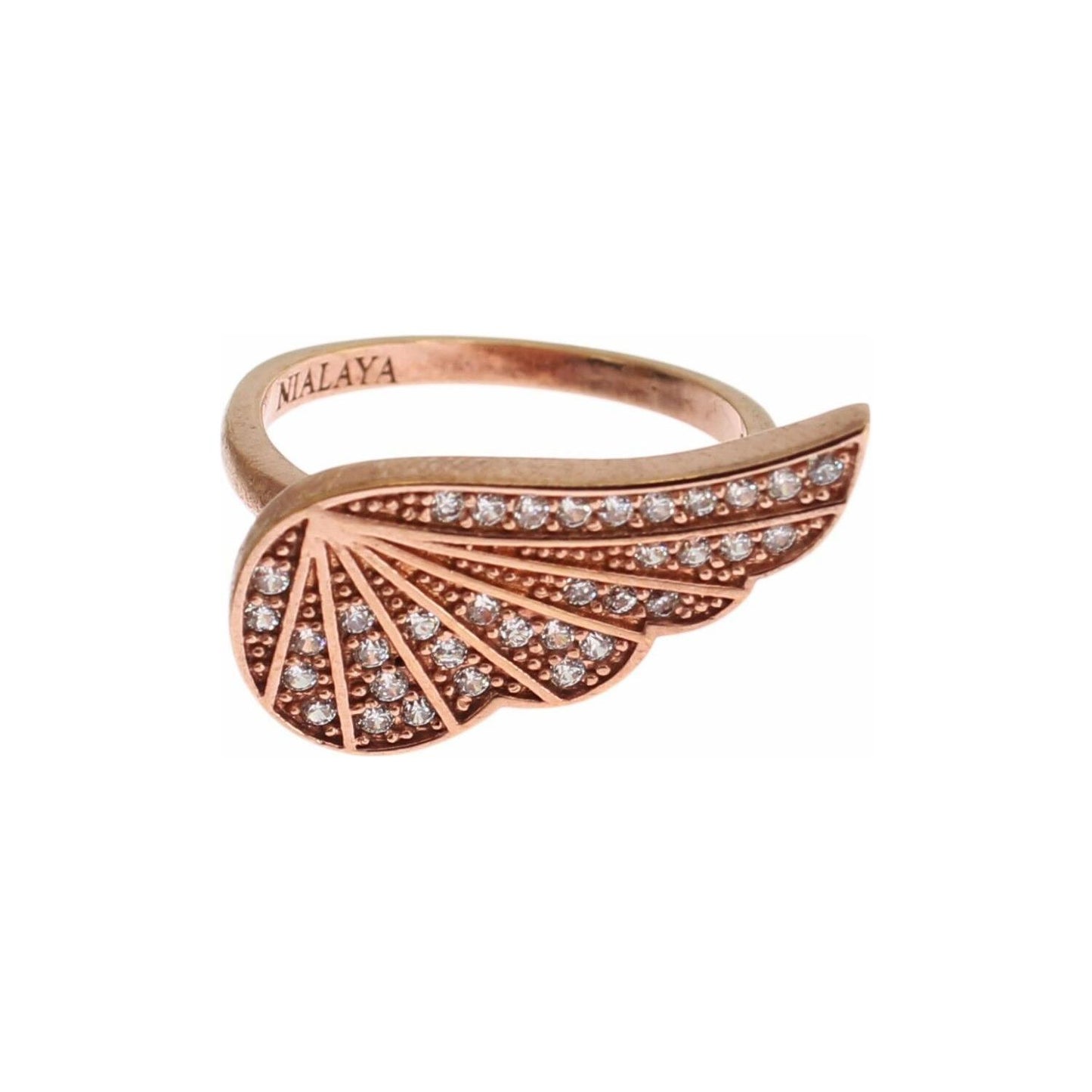 Nialaya Pink Gold 925 Silver Womens Clear CZ Ring Nialaya