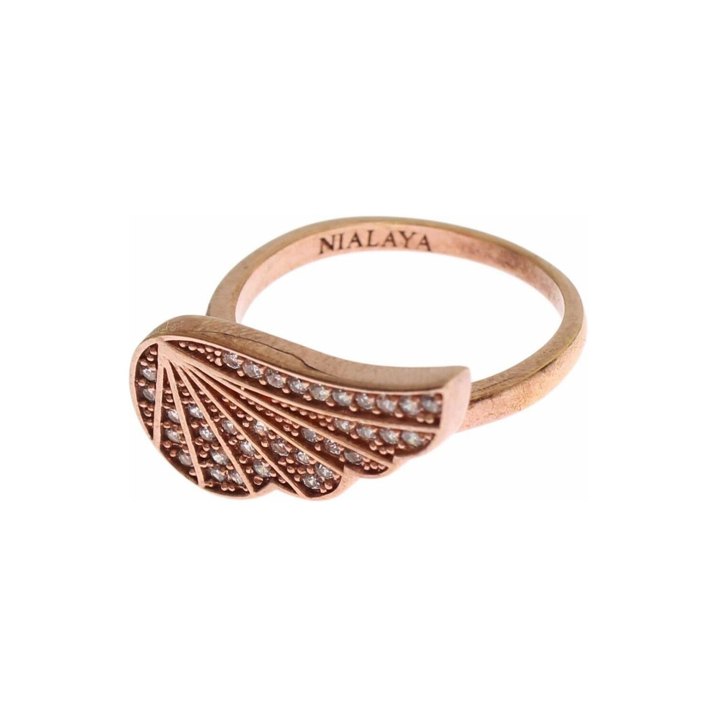 Nialaya Pink Gold 925 Silver Womens Clear CZ Ring Nialaya