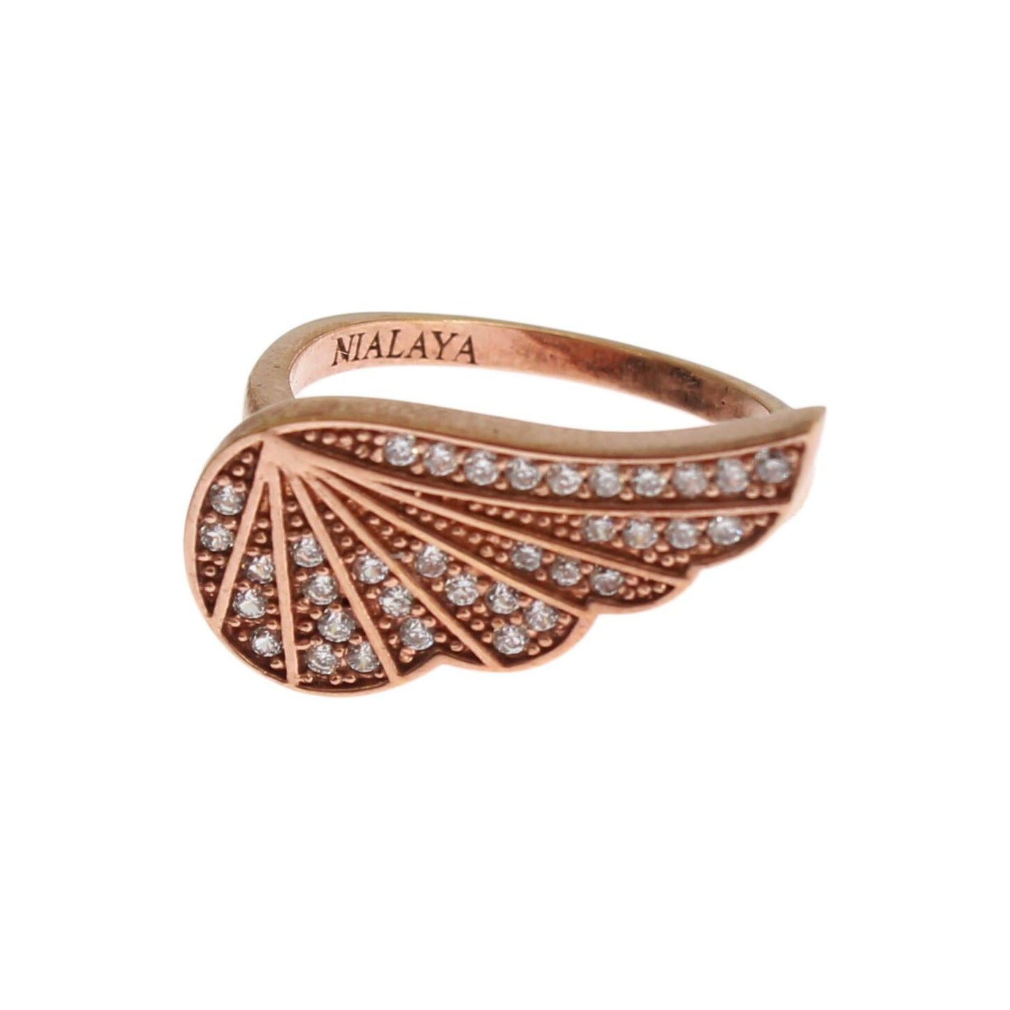 Nialaya Pink Gold 925 Silver Womens Clear CZ Ring Nialaya