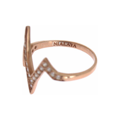 Nialaya Pink Gold 925 Silver Womens Clear Ring Nialaya