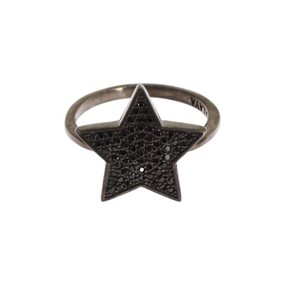 Nialaya Black CZ Star 925 Silver Womens Ring Nialaya