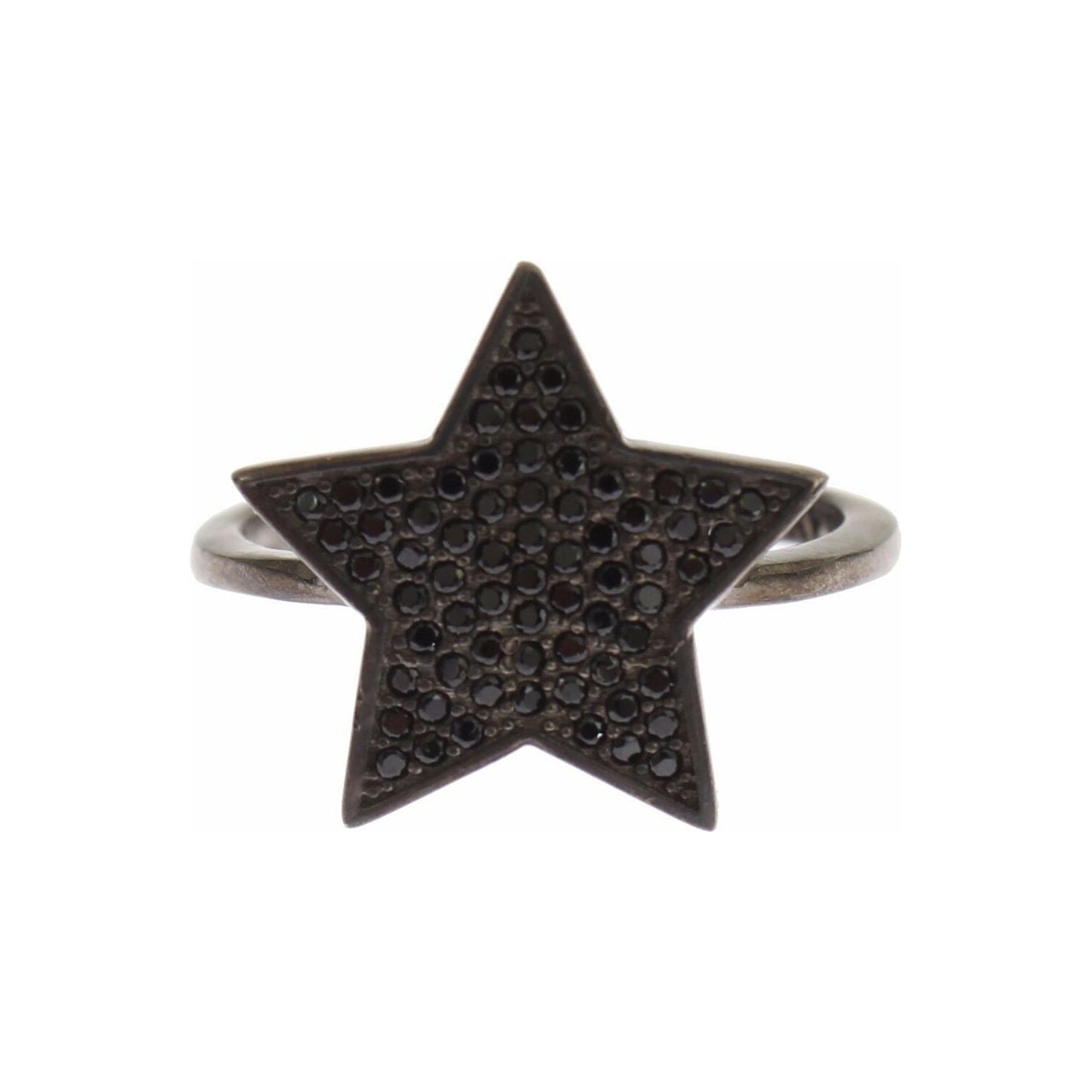 Nialaya Black CZ Star 925 Silver Womens Ring Nialaya