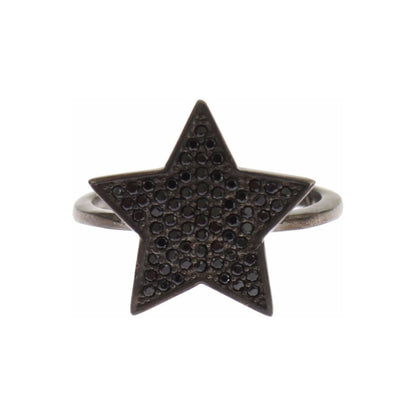 Nialaya Black CZ Star 925 Silver Womens Ring Nialaya