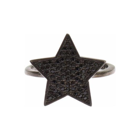 Nialaya Black CZ Star 925 Silver Womens Ring Nialaya
