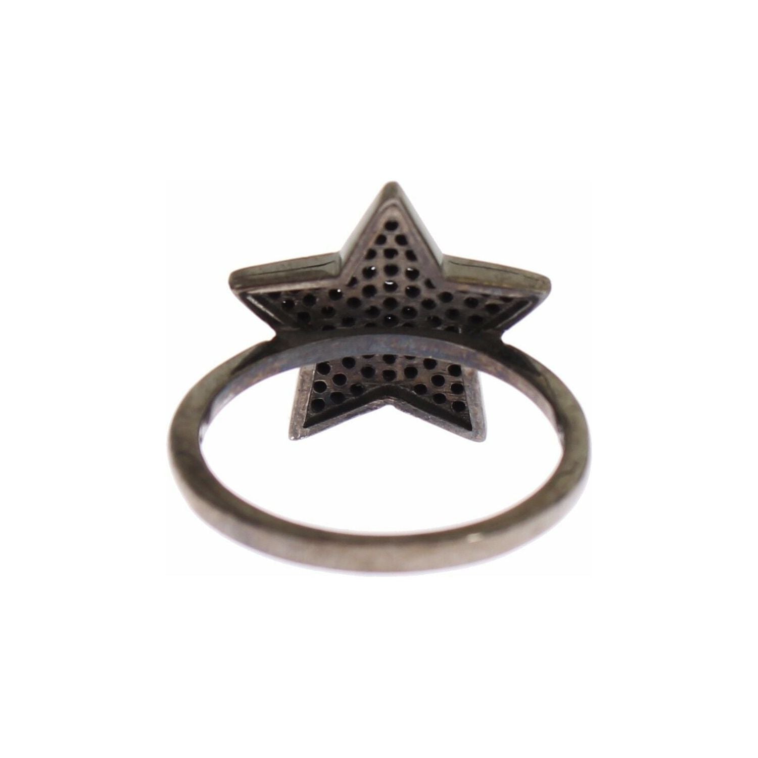 Nialaya Black CZ Star 925 Silver Womens Ring