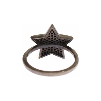Nialaya Black CZ Star 925 Silver Womens Ring Nialaya