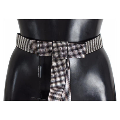 Dolce & Gabbana Black Silk Clear Crystal Bow Waist Belt Dolce & Gabbana