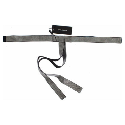 Dolce & Gabbana Black Silk Clear Crystal Bow Waist Belt Dolce & Gabbana