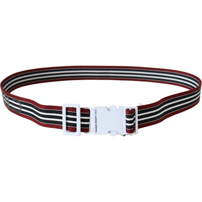 Costume National Black Red Stripe White Logo Buckle Waist Belt Costume National