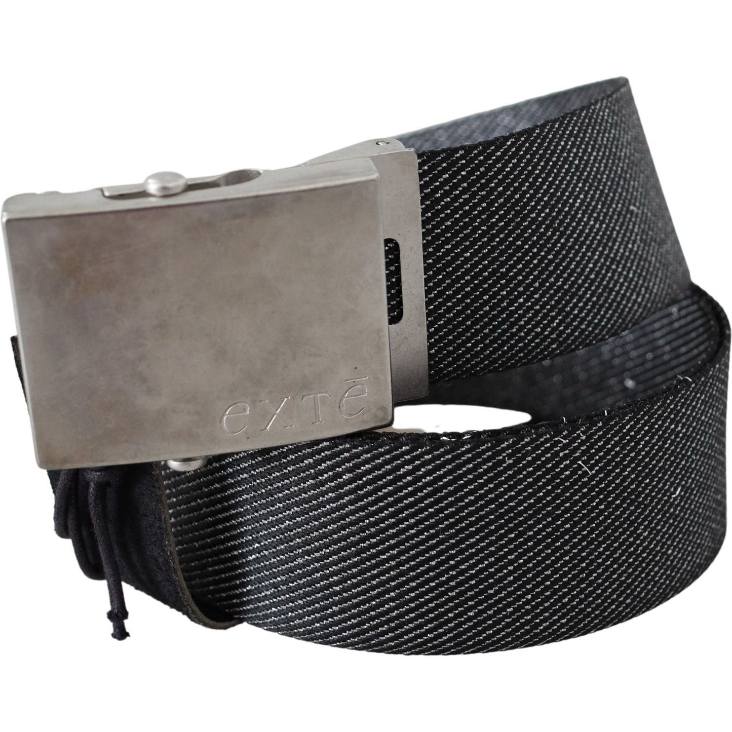Exte Black Silver Metal Brushed Buckle Waist Belt Exte