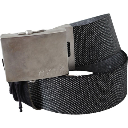 Exte Black Silver Metal Brushed Buckle Waist Belt Exte