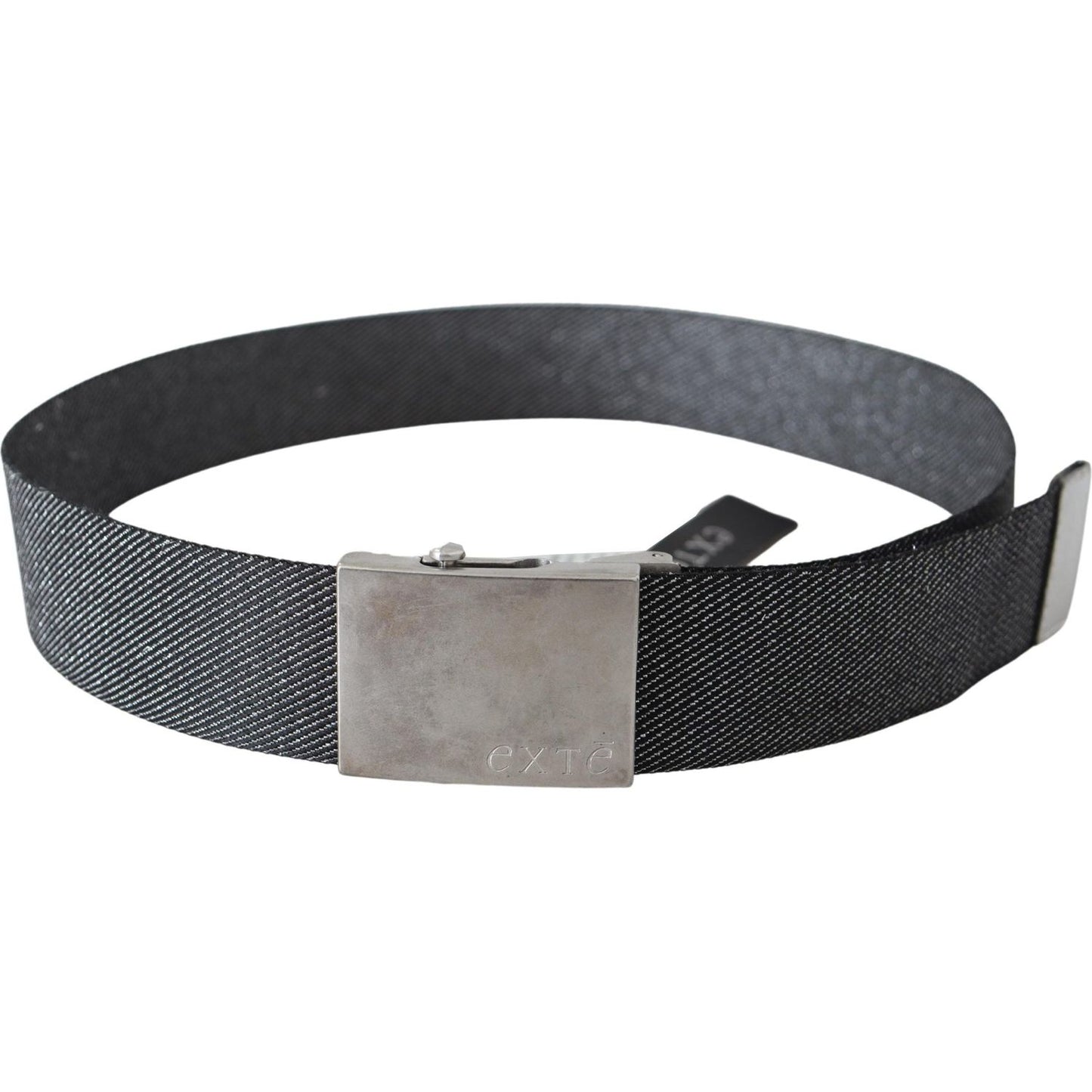 Exte Black Silver Metal Brushed Buckle Waist Belt Exte