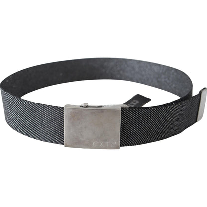 Exte Black Silver Metal Brushed Buckle Waist Belt Exte
