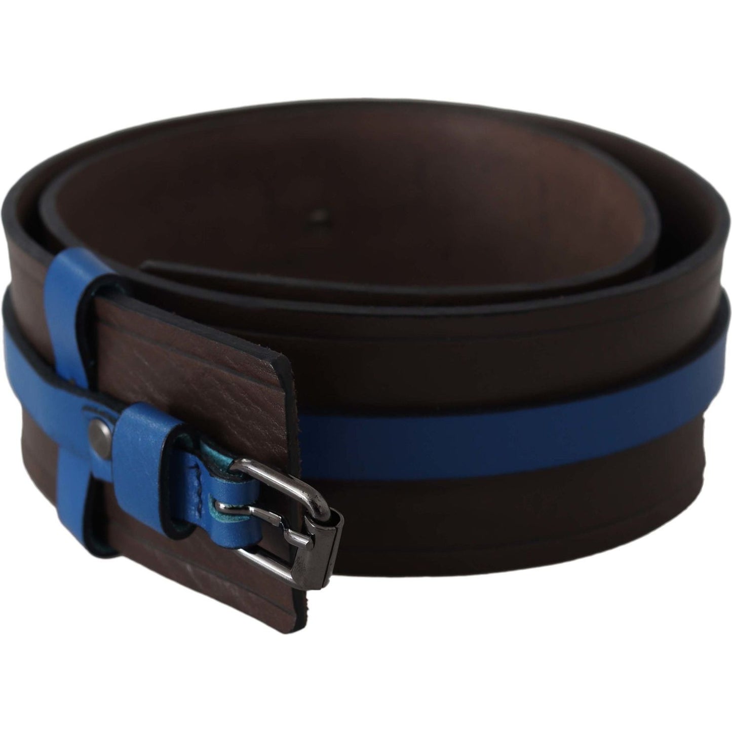 Costume National Brown Thin Blue Line Leather Buckle Belt 1728,67345645728,85 cm / 34 Inches,Accessories,Belts - Accessories,Belts - Women - Accessories,Brown,Costume National,New with tags,Regular Belts - Belts - Accessories,Women,Women - Accessories