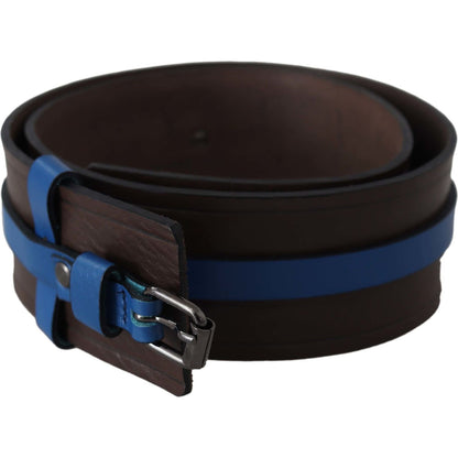 Costume National Brown Thin Blue Line Leather Buckle Belt 1728,67345645728,85 cm / 34 Inches,Accessories,Belts - Accessories,Belts - Women - Accessories,Brown,Costume National,New with tags,Regular Belts - Belts - Accessories,Women,Women - Accessories
