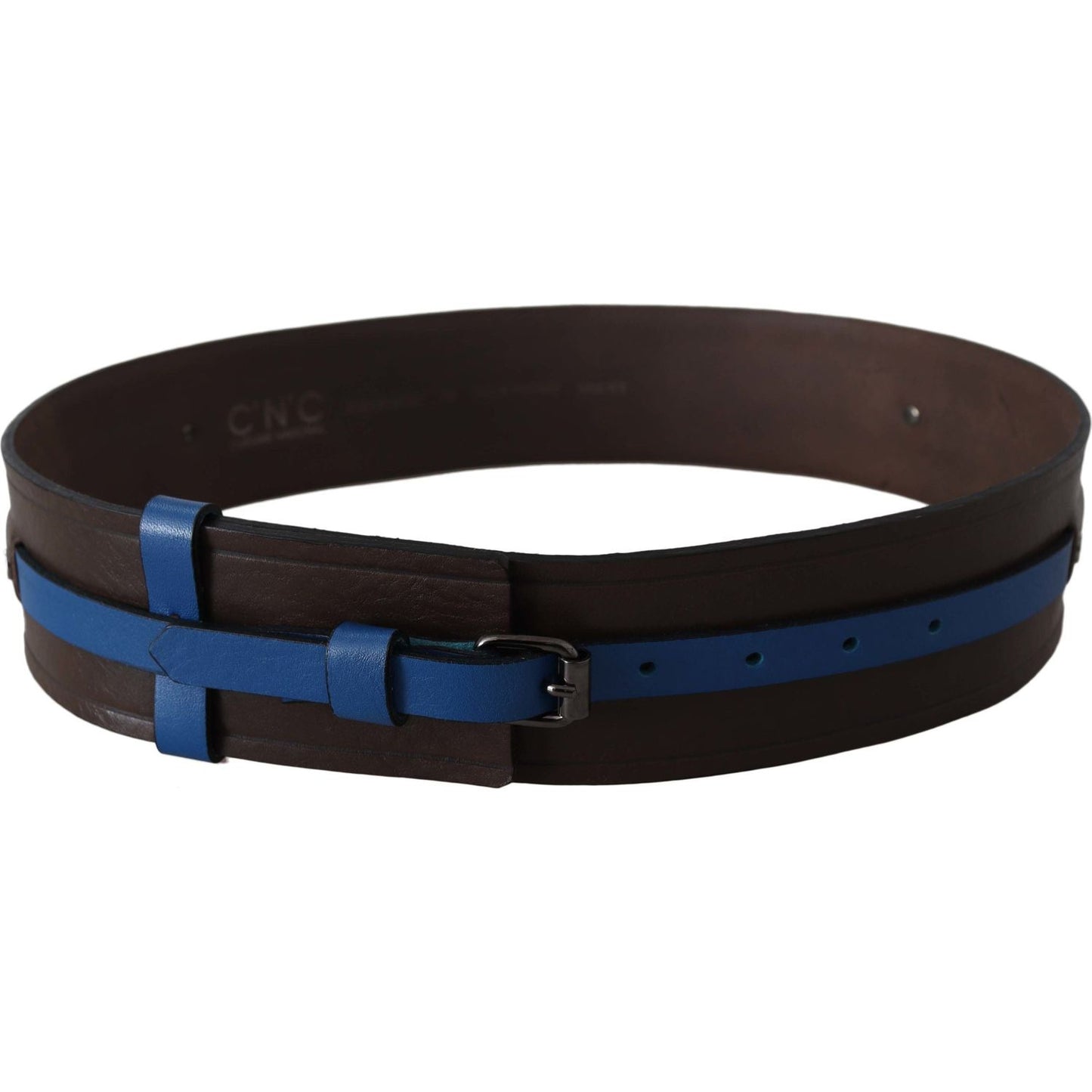 Costume National Brown Thin Blue Line Leather Buckle Belt 1728,67345645728,85 cm / 34 Inches,Accessories,Belts - Accessories,Belts - Women - Accessories,Brown,Costume National,New with tags,Regular Belts - Belts - Accessories,Women,Women - Accessories