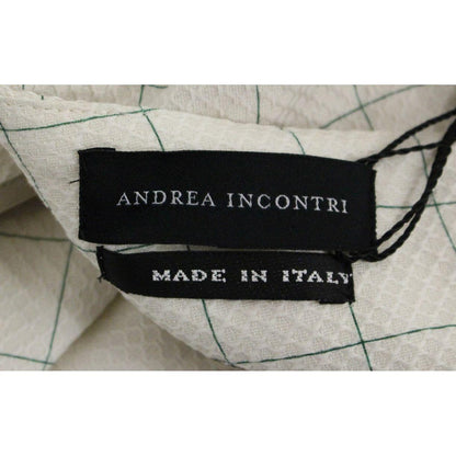 Andrea Incontri White Cotton Checkered Pencil Skirt Andrea Incontri