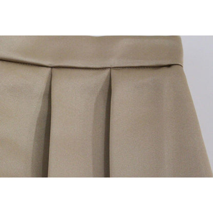 Andrea Incontri Brown Silk Solid Mini Pleated Skirt Andrea Incontri