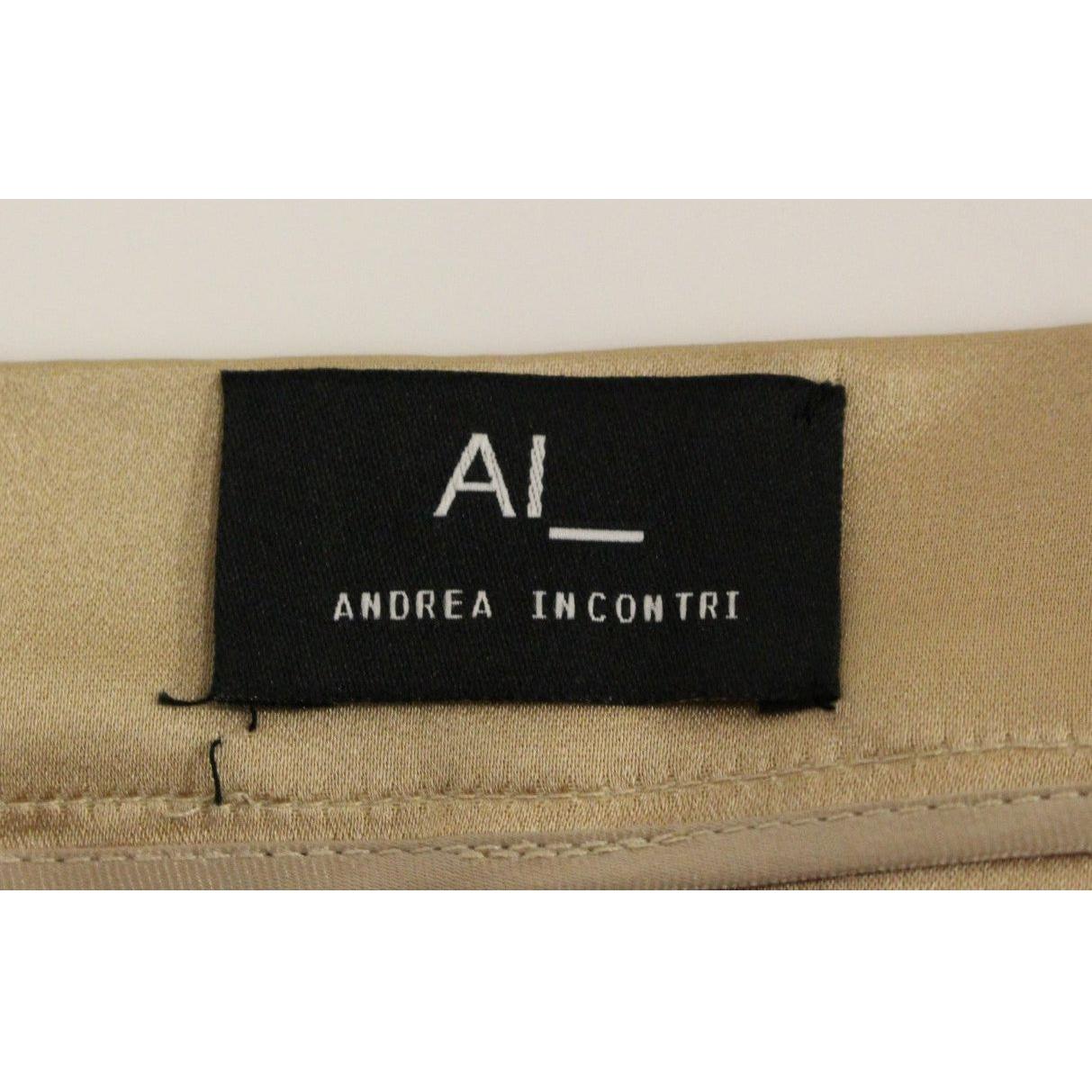 Andrea Incontri Brown Silk Solid Mini Pleated Skirt Andrea Incontri