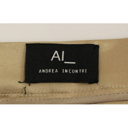 Andrea Incontri Brown Silk Solid Mini Pleated Skirt Andrea Incontri