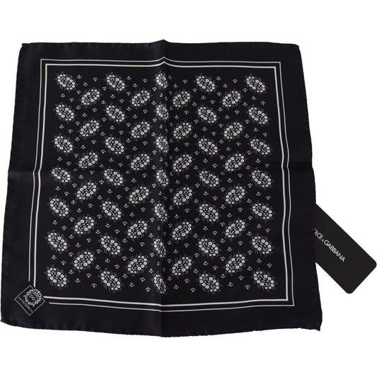 Dolce & Gabbana Black Patterned Square Scarf Silk Handkerchief Dolce & Gabbana
