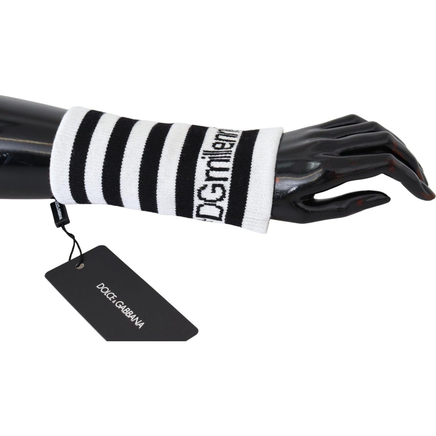 Dolce & Gabbana Black White Wool DGMillennials Wristband Wrap