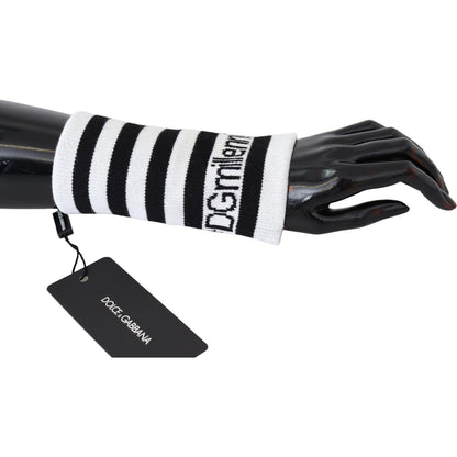 Dolce & Gabbana Black White Wool DGMillennials Wristband Wrap